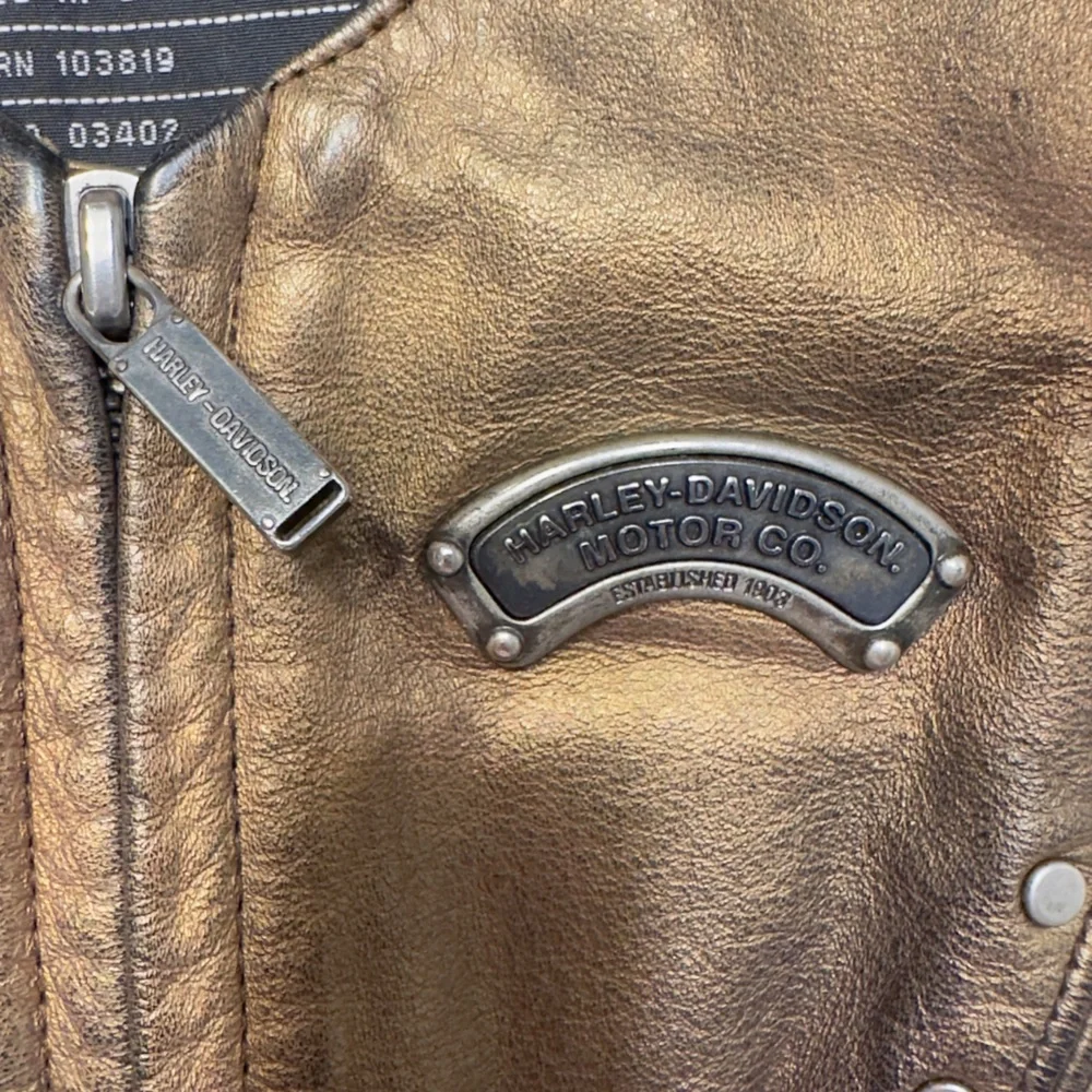Vintage 2002 HARLEY DAVIDSON Women’s Metallic Leather Sleeveless Zip Front Vest - Picture 7 of 16